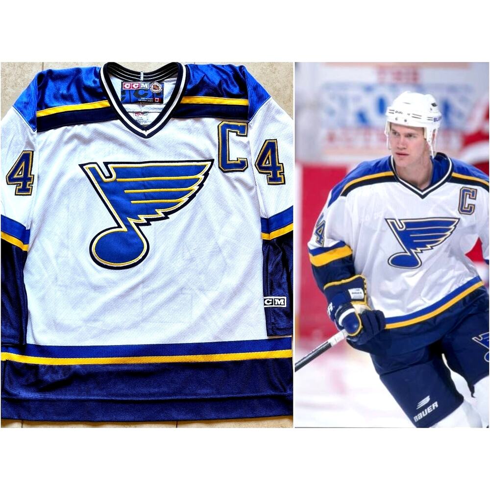 Chris PRONGER #44 St Louis Blues 90s CCM jersey L white NHL hockey vintage